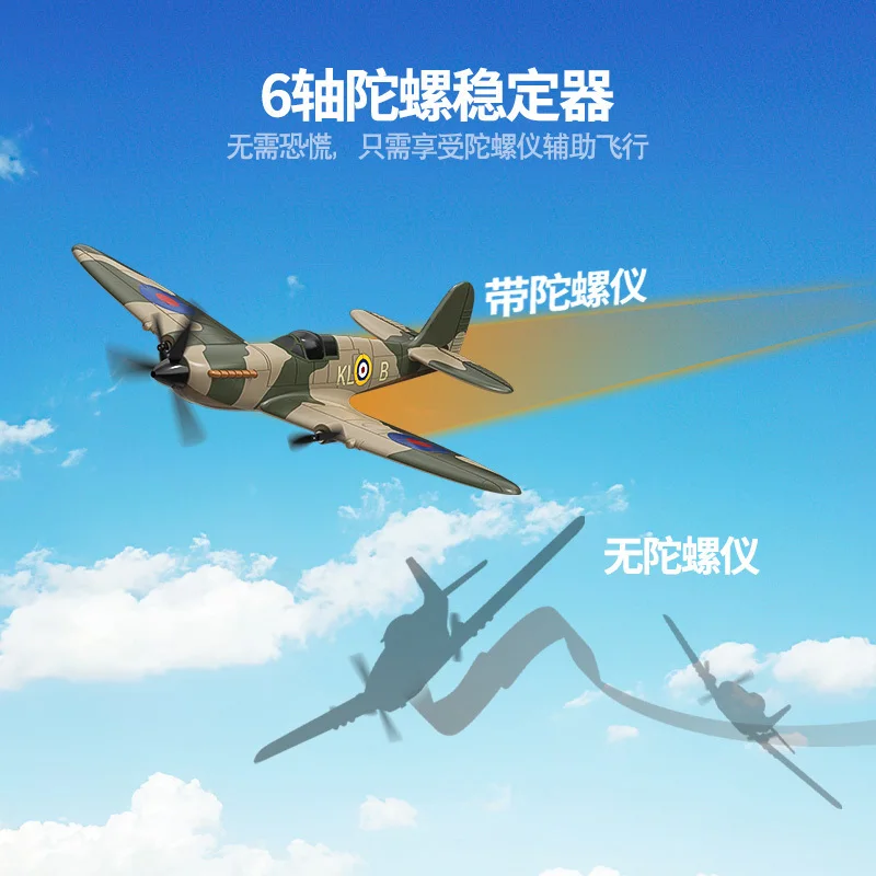 Spitfire Rc Aereo 2.4g 4ch Epp 400mm Apertura alare fissa Caccia telecomandata Acrobatico con una chiave Rtf 761-12 Aereo Rc