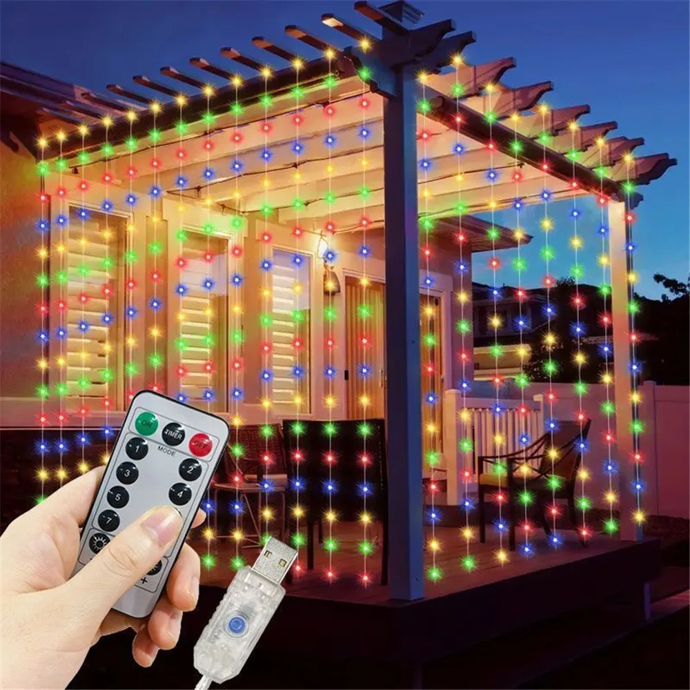 6/3M LED Curtain String Lights Fairy Decoration USB Holiday Garland Lamp 8 Mode For Home Garden Christmas Party New Year Wedding