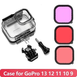 Hero 13/12 Waterproof Case Housings Diving Filter Underwater Dive Shell For GoPro Hero 13 12 11 10 9 Action Camera Accessories