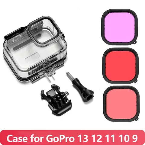 Hero 13/12 boîtier étanche boîtiers filtre de plongée coque de plongée sous-marine pour GoPro Hero 13 12 11 10 9 accessoires de caméra d'action