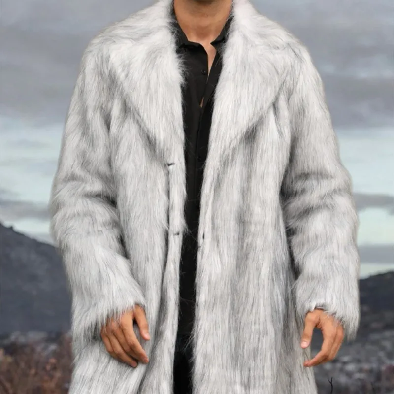 2025 casacos longos fofos de pele de inverno jaqueta outerwear masculino eco-friendly pele sintética topos engrossar manter quente tamanho solto casacos