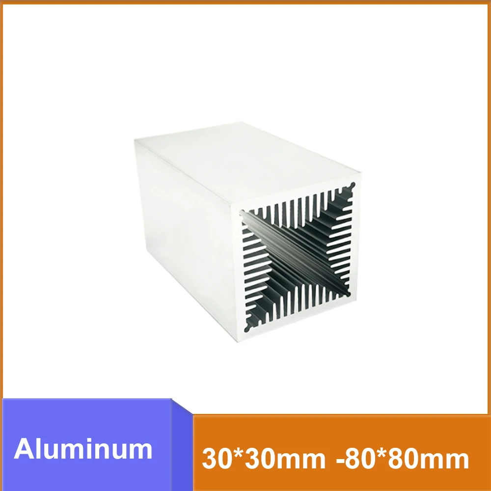 1pcs 6063 Aluminum Profile Air-Cooled Heat Sink 30x30-80x80mm High-Power Wind Tunnel Radiator Power Module Transistor Cooling
