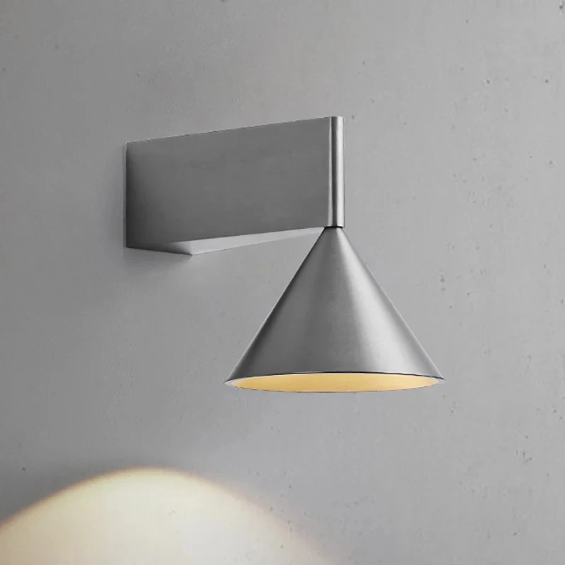 Modern Adjustable Cone Metal Wall Sconce Black Matte Wall Lamp E27 Reading Light for Bedroom Bedside Hotel Corridor Decor