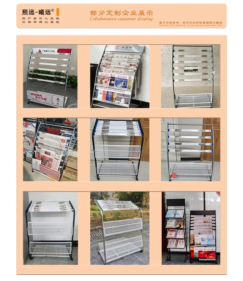 LYY  Newspaper Rack Floor Standing Magazine Rack Storage Rack Stainless Steel Document Book Newspaper Periodical Wall Mounted