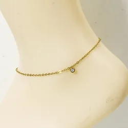 1PC Classic Colorful Rhinestone Charms Anklet Gold Color Stainless Steel Anklet For Women Foot Chain Summer Beach Jewelry 22cm