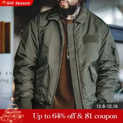 Maden Mens CWU-45P Bomber Jackets Autumn and Winter Windproof Thickened Coat Orange Lining High-density Waterproof Fabric Jacket