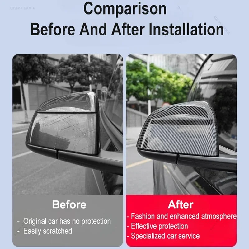 Auto-Rückspiegelabdeckung für Tesla Model Y Juniper 25-26 Model 3/Y ABS Carbonfaser Dekorative Schale Auto-Rückspiegelabdeckung Teile – Detail 3