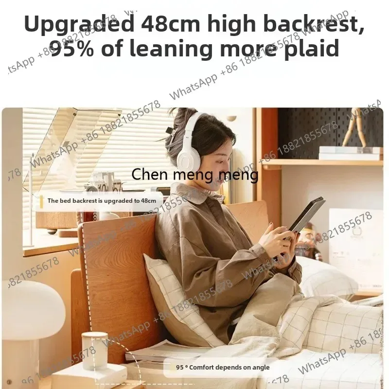 

E136 Nordic solid wood bed Japanese cherry wood simple Japanese 1.5 meters small apartment log single bed 1.8 meters double bed