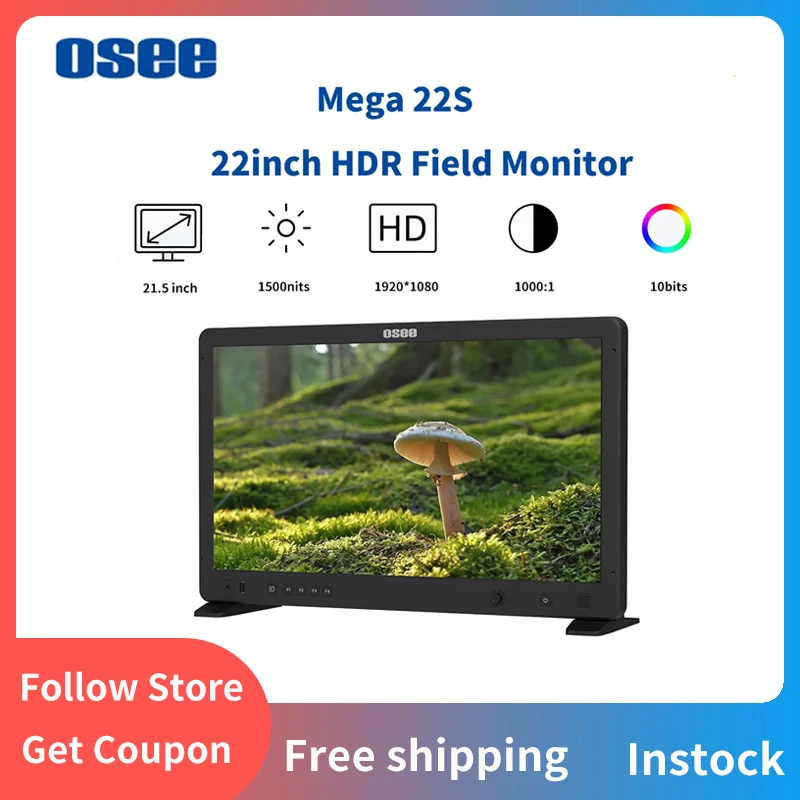 

OSEE Mega 22S 22inch Ultra Bright HDMI 3G-SDI HDR Field Production Monitor Sunhood Battery Plate with 10 Bit IPS Panel VMKit