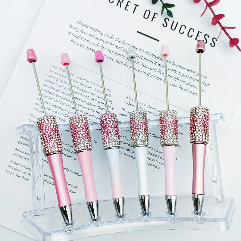 

40PCS Bead Pen Pink Series Diamond Cute Girl Heart Gift Pen Plastic Ballpoint Pen