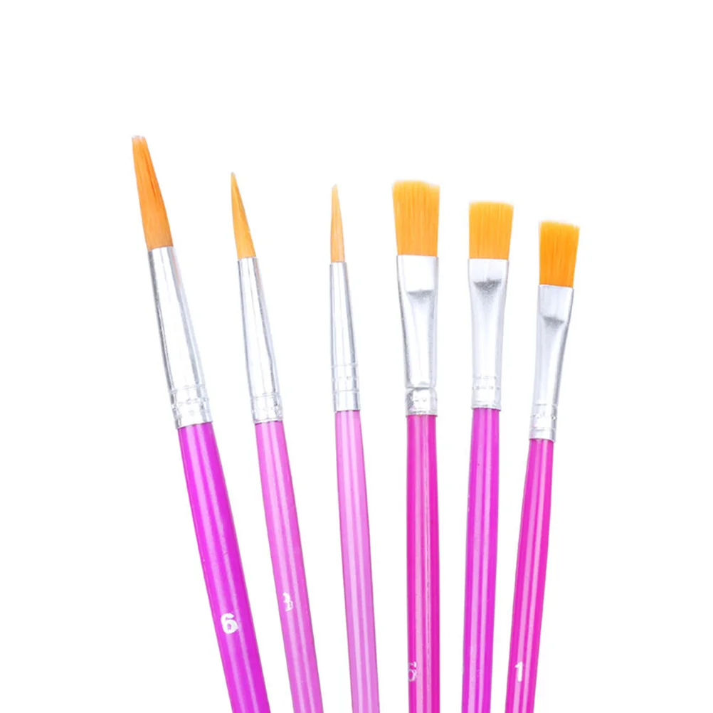 Juego de pinceles para pintura al óleo, varilla de plástico de nailon, punta redonda y puntiaguda, perfecto para decoración de pasteles tallados, 6 uds.
