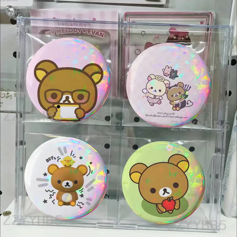 

Cute Cartoon R-Rilakkuma Bear Meme Coin Badges Tinplate Round Brooch Custom Anime Role Enamel Pins Gifts for Fans Friends
