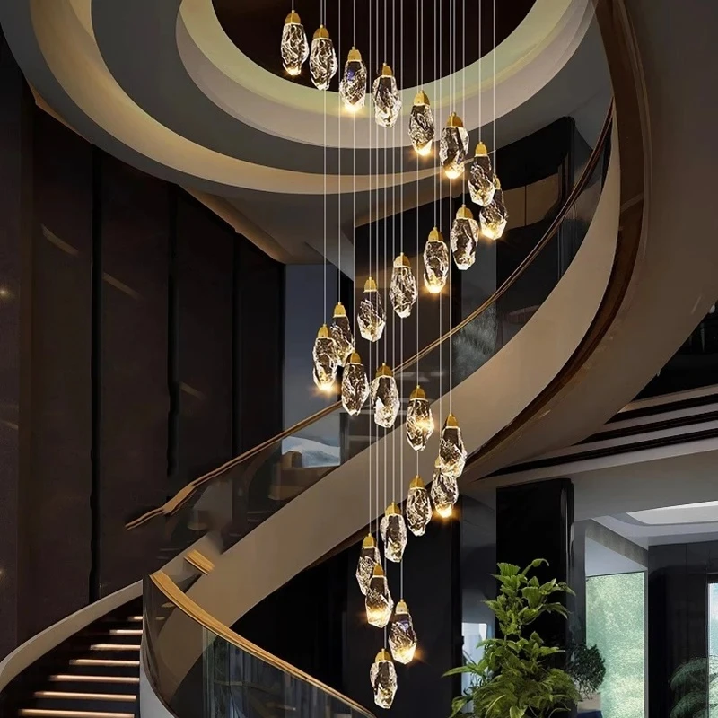 

Modern Home Decoration Crystal Chandelier Stair Pendant Lamp Living Room Pendant Lights Interior Lighting