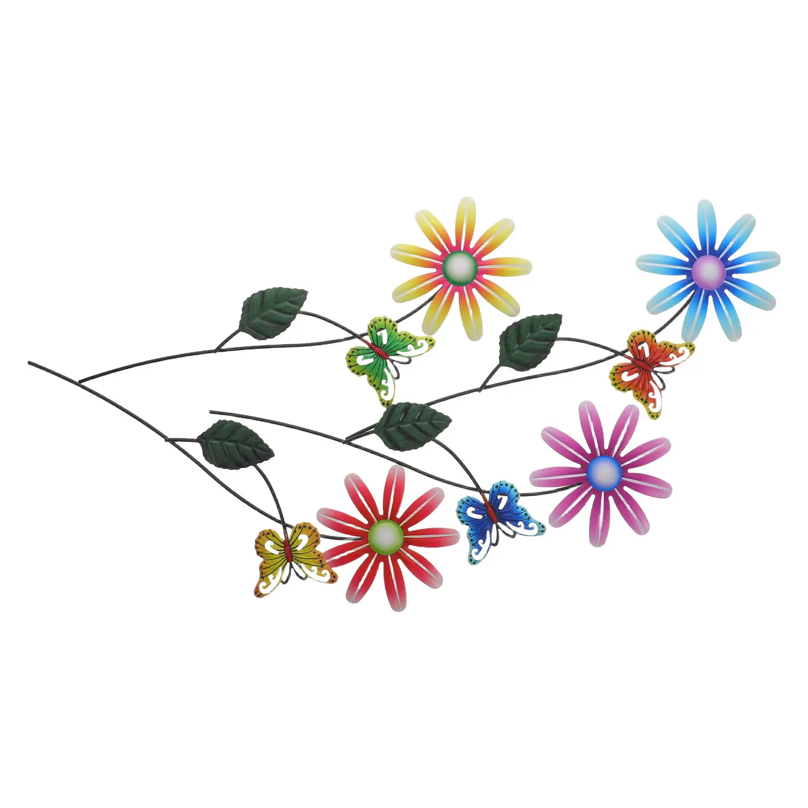 4 pcs Garden Stakes Lawn Yard Outdoor Halloween Christmas New Year Metal Butterfly Iron Colorful Weatherproof Flower Bed
