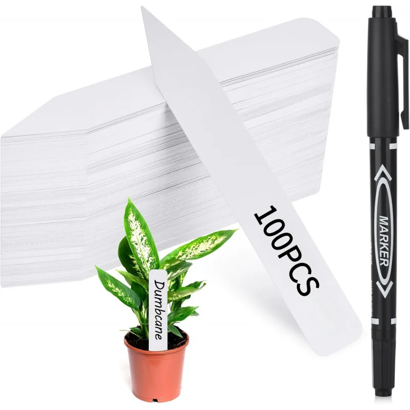 100-300 Pack Outdoor Waterproof Garden Plant Labels Permanent Marker Pen Included Plastic Seed Markers for Gardening