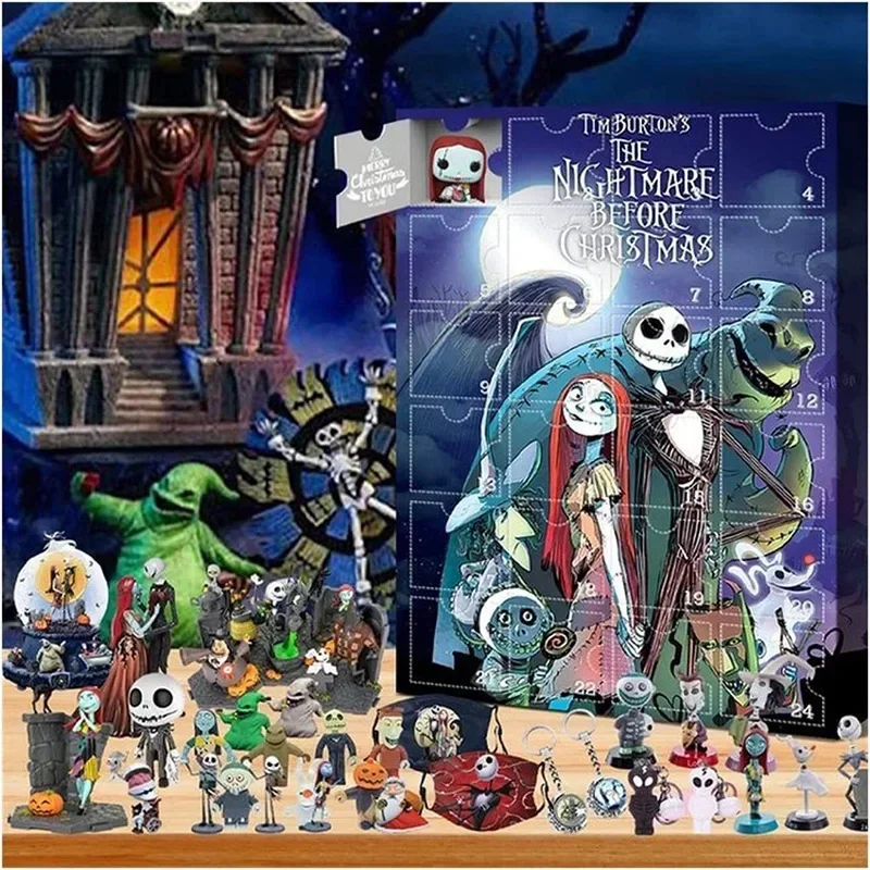 Calendario de Adviento para Halloween, caja de muñecas con 24 piezas de Horror, cuenta atrás, juguete coleccionable, regalo