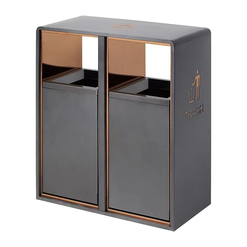 Luxury Stainless Steel Storage Bucket Hotel and Restaurant Waste Bin Outside Trash Can