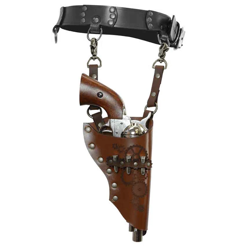 Western Steampunk Antique Revolver Holster Old Wild West Pistol Cover Bullet Holder Cowboy Gunslinger Accessory Props For Adult