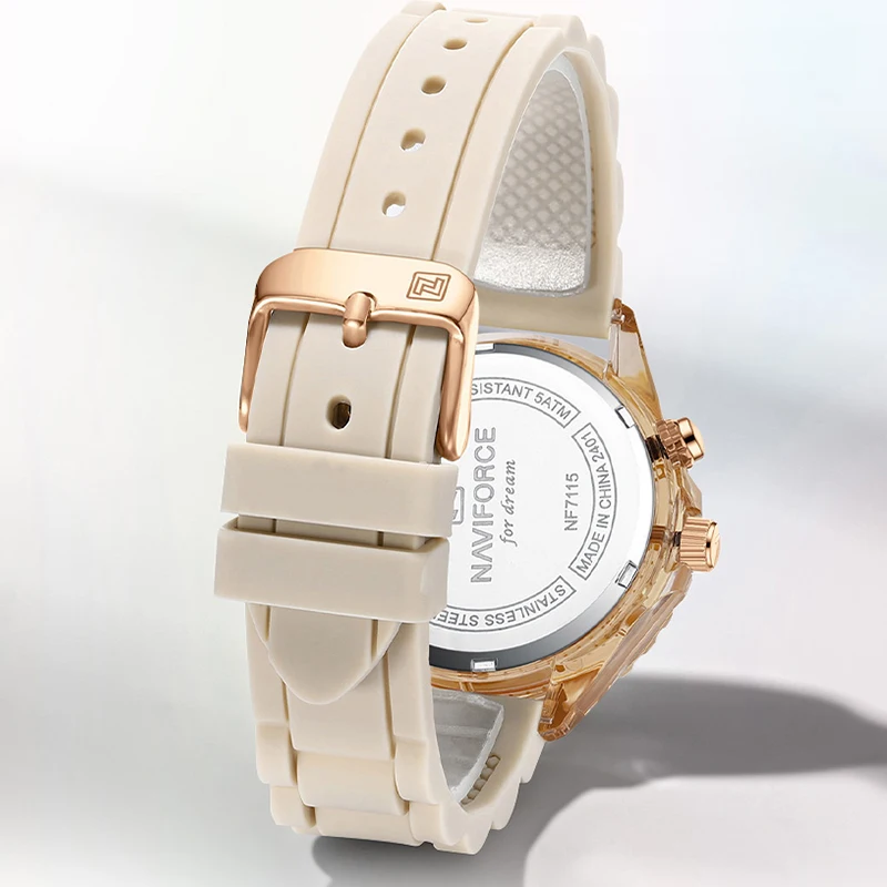 Top Brand NAVIFORCE Fashion Watches for Women Quartz 5ATM Waterproof Wristwatch Original Silicone Strap Luxury Simple Gift Clock