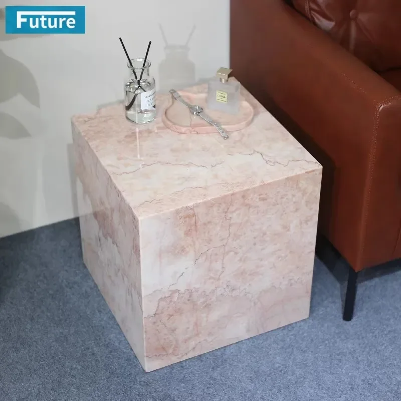 Italian Style Light luxury Natural Marble Side Table Living Room Sofa Corner Table Advanced Design Square Shape Small Side Table