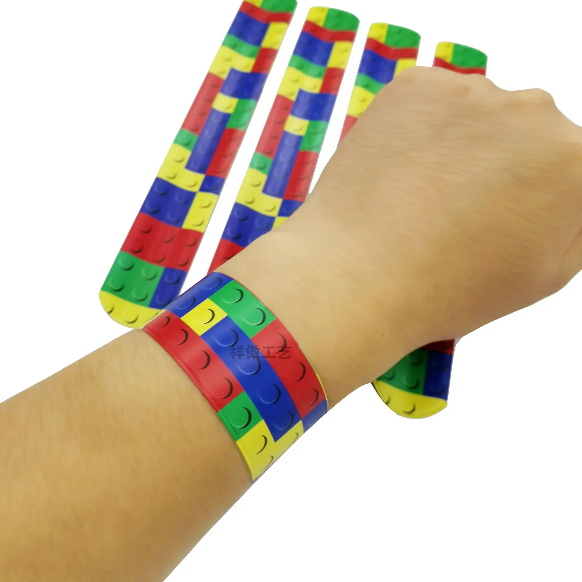12/24/36Pcs Building Block Pattern Slap Bracelet Kids Birthday Party Baby Shower Wedding Guest Gift Christmas Kindergarten Prize