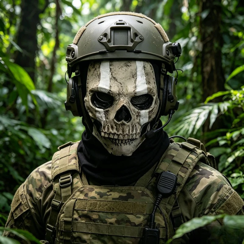 Nueva Máscara de Calavera de Call of Duty 2, Máscara de Silicona para Disfraz de Halloween, Cubre Rostro de Fantasma para Ciclismo al Aire Libre y Fiestas de Disfraces