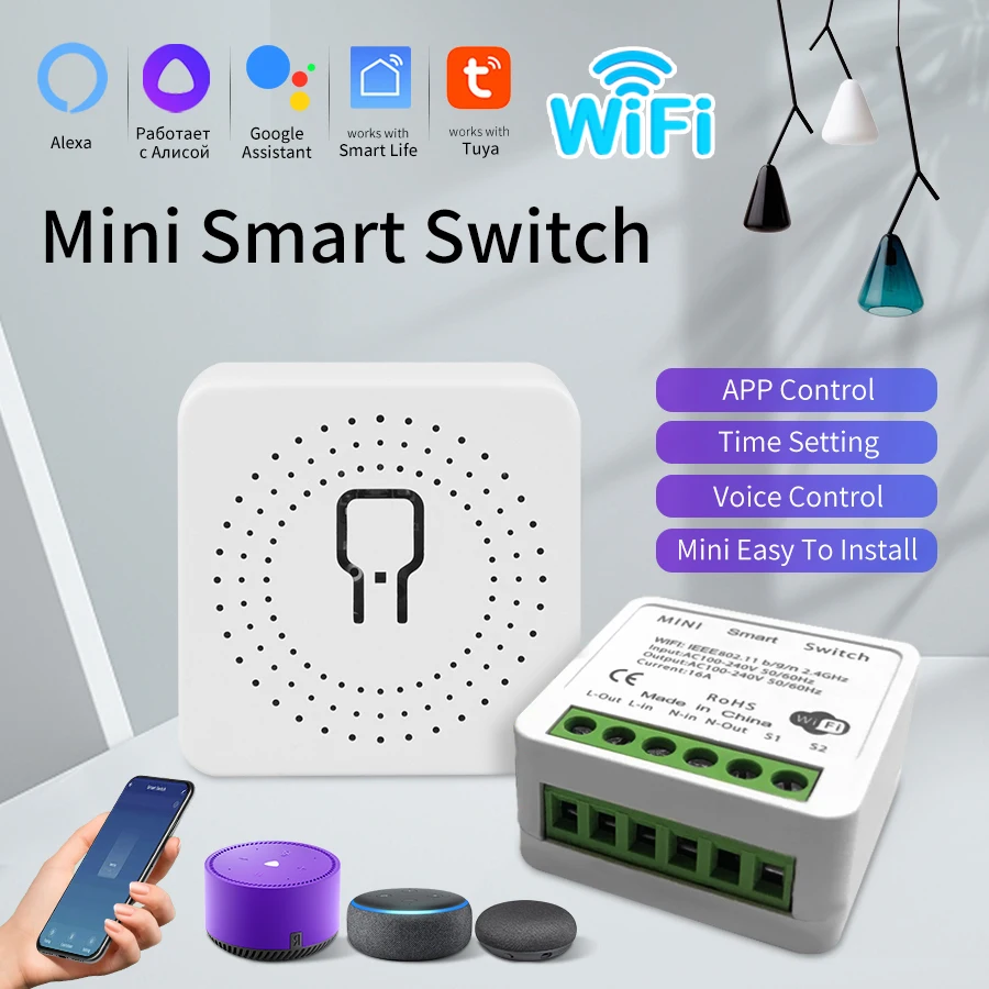 16A 20A Tuya Smart WiFi Switch Breaker 433Mhz Receiver Smart Life App Remote Supports 2-way Control Works with Alexa Google Home