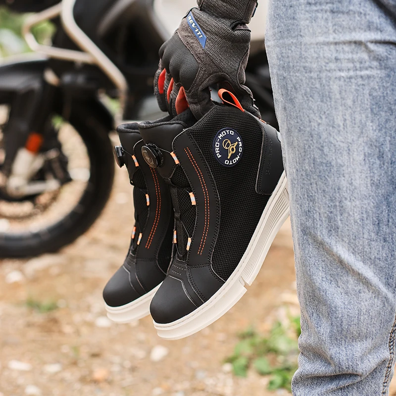 Breathable Motorcycle Men Boots High-Top Outdoor Riding Shoes Anti-Fall Resistant Slip-Resistant Wear-Resistant Shock-Ab