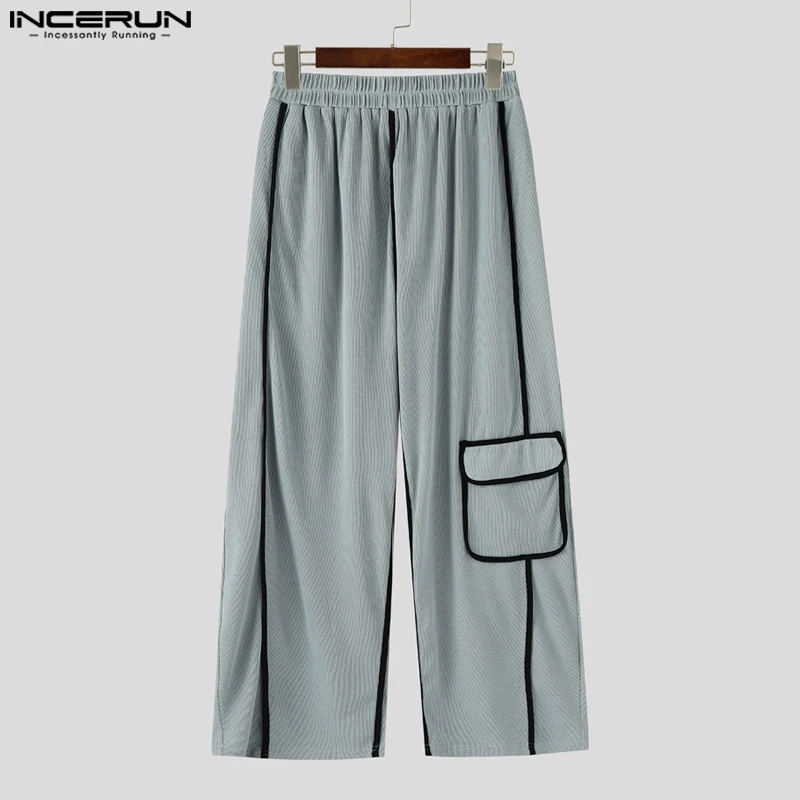 

Men's Pants Patchwork Joggers Elastic Waist Loose Casual Trousers Men Streetwear 2025 Pockets Fashion Male Long Pants INCERUN