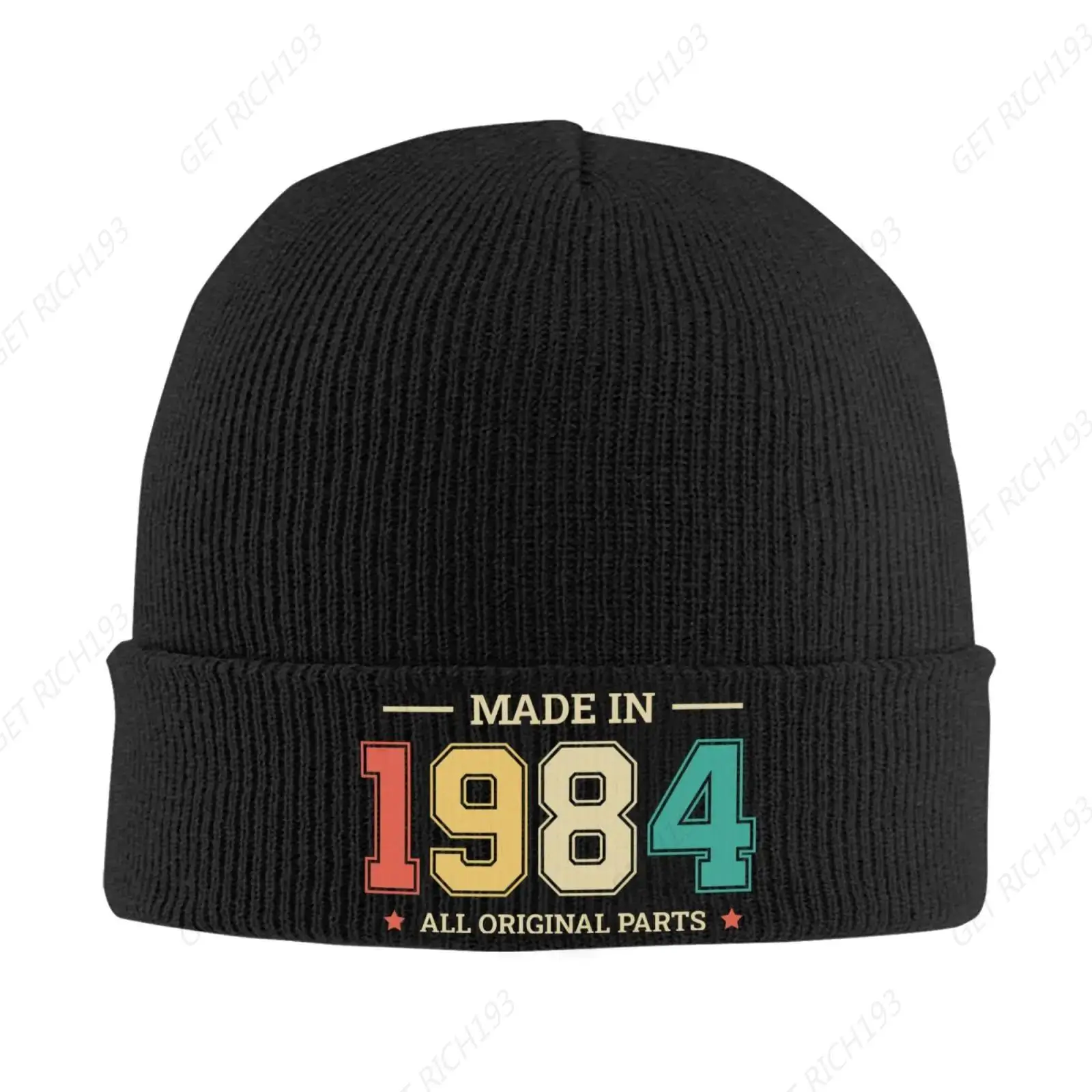 Made In 1984 All Original Parts Unisex Knitted Hat Outdoor Warm Men Solid Color Crimping Skullies Beanie Cap Hip Hop Ski Caps