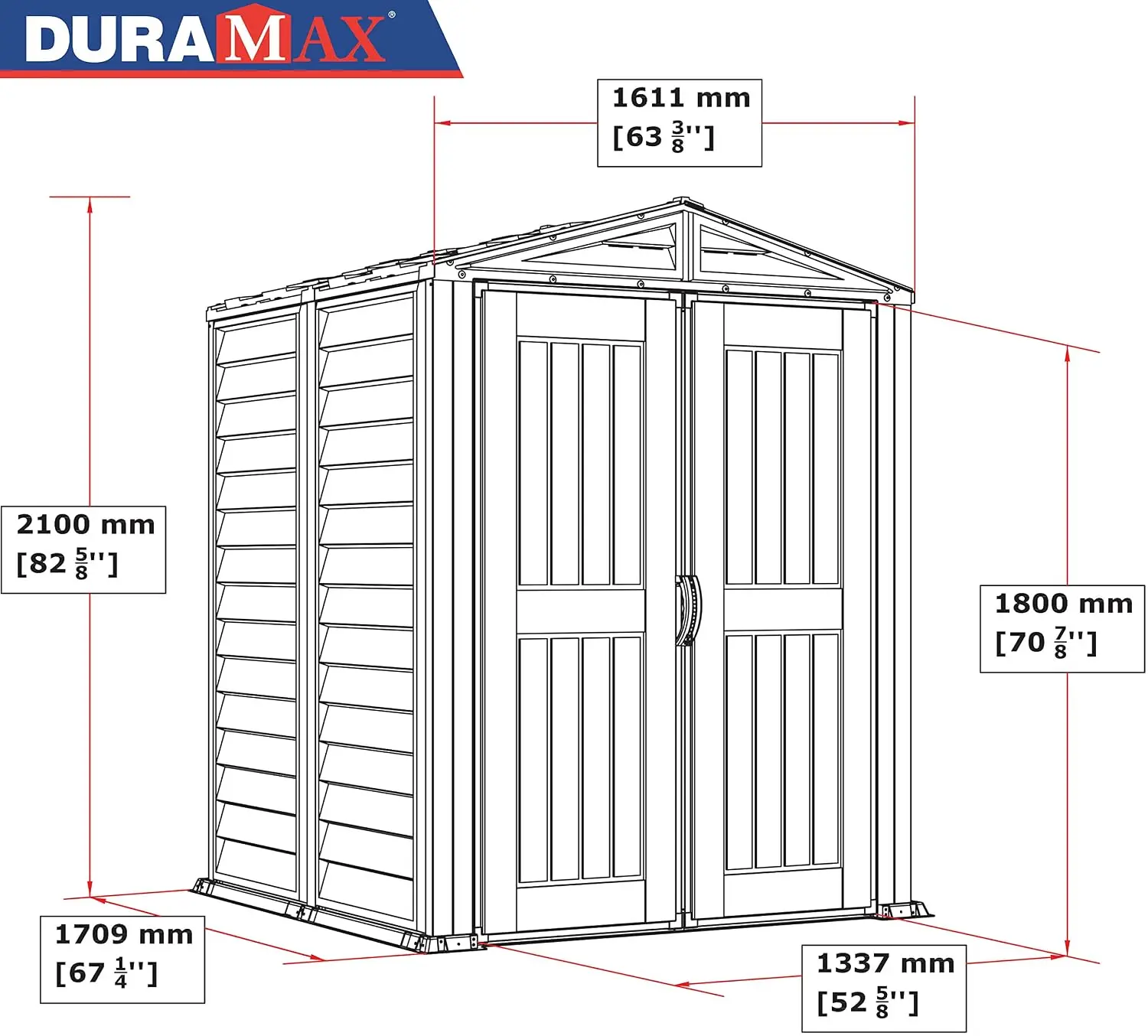 5x5ft Plastic Garden Shed with Floor & 15 Years Warranty, Anthracite, Outdoor Storage, Customized