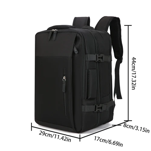 Imagen 2 del producto Mochila de viaje expandible: bolso Oxford multibolsillo para computadora portátil con compartimento dedicado y cremalleras de doble acceso para viajes diarios
