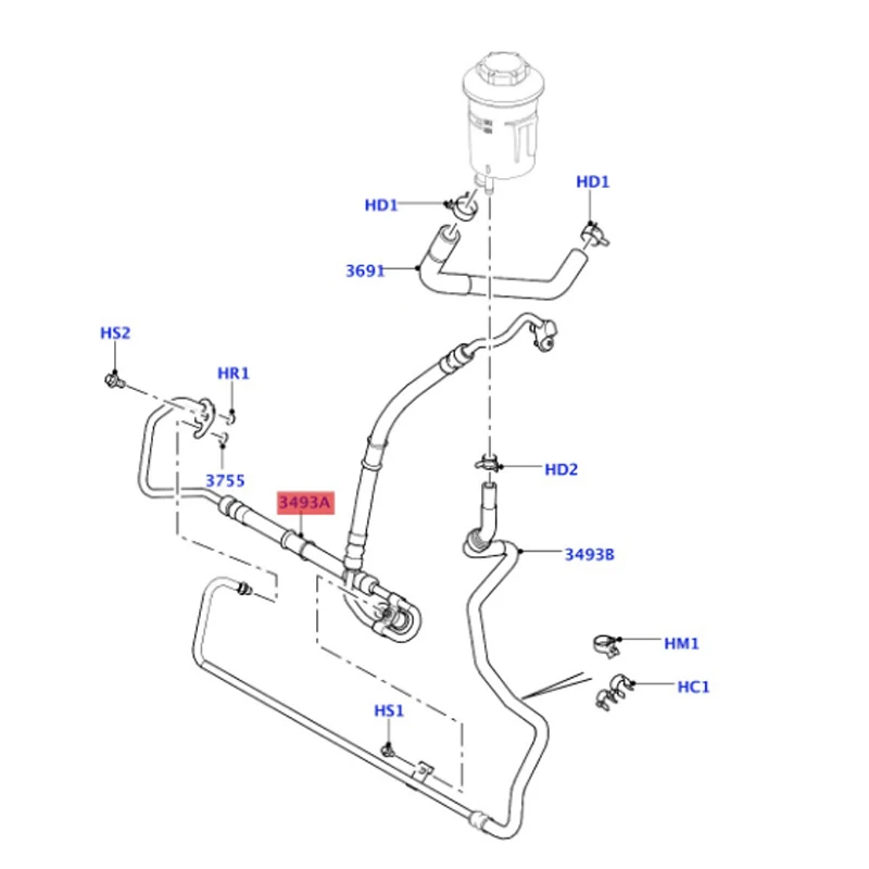 LR057239 LR013834 La nd Ro ve r Power steering pressure hose