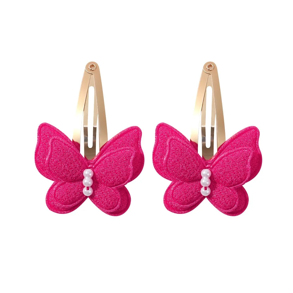 Afbeelding 4: 4 stks/set Vlinder Haar Clip Set voor Meisjes Dubbellaags Boog Leuke Pony Haarspeld Katoen Veilig Kids Baby Haaraccessoires set