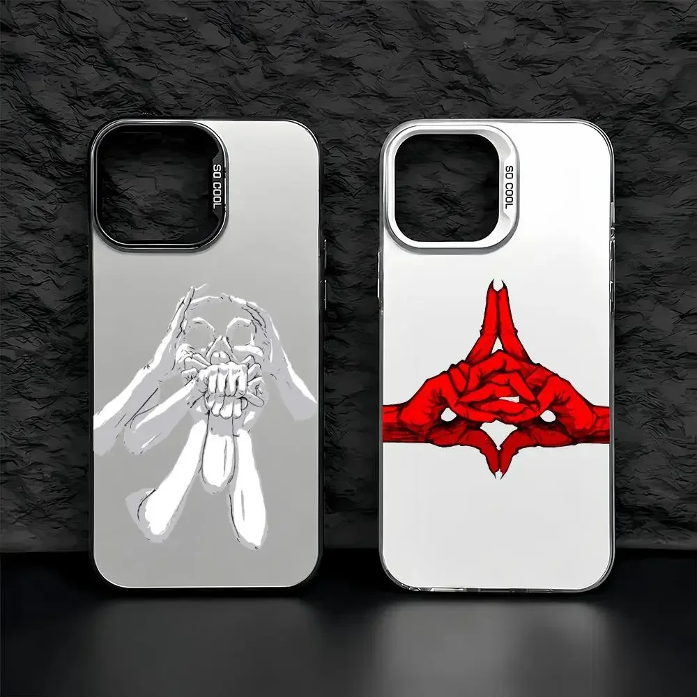 Coque de téléphone Jujutsu Kaisen avec illustration de signe manuel pour iPhone 11/12/13/14/15/16/17 Pro Max, en TPU Aurora, antichoc, fine et élégante