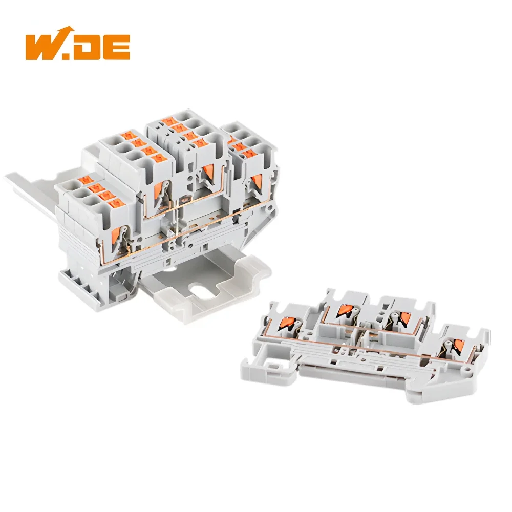 5Pcs PTTB-2.5-PV Din Rail Terminal Block Double Layer Equipotential Bonder Spring Connection Conductor