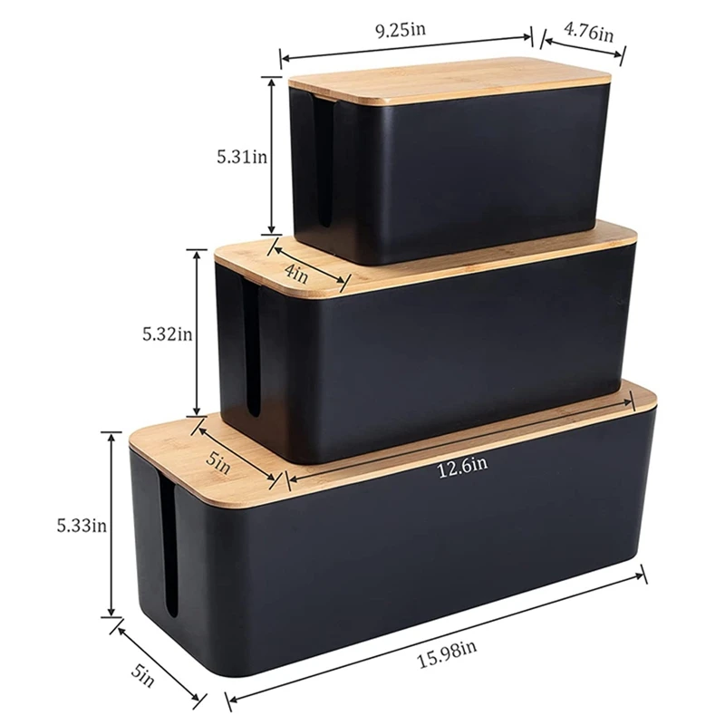 3 Pieces Of Cable Management Box, Cable Management Box Floor Line Cover Concealer, Suitable For Desk, Tv Line, Computer