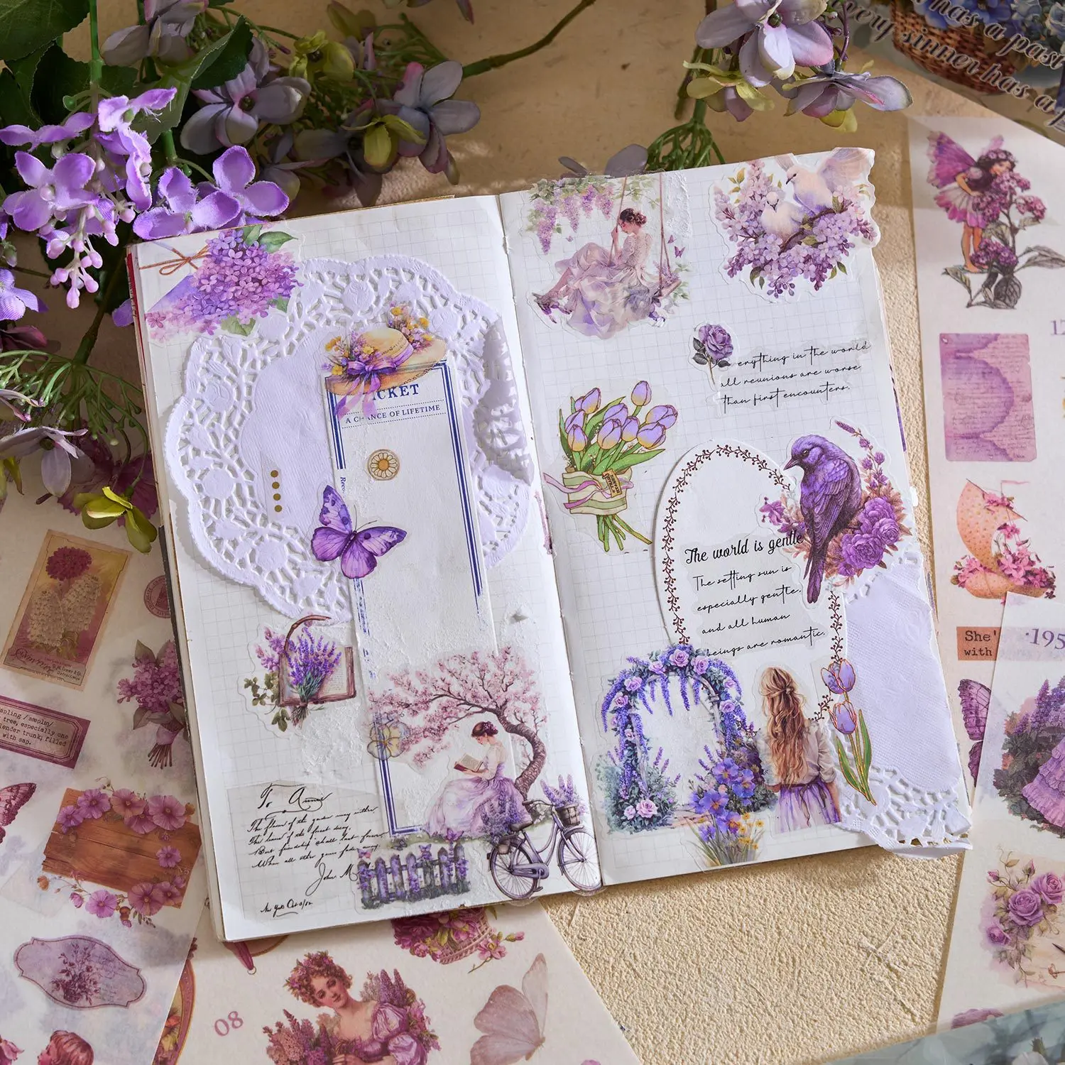 ألبوم ملصق واشي مقطوع بالقالب كبير الحجم مكون من 24 قطعة، مثالي لسكرابوكينغ المبتكر وزخرفة المجلات