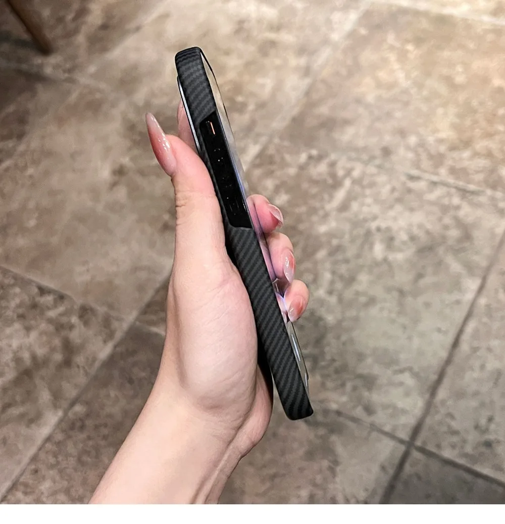 for Magsafe Matte Carbon Fiber Pattern Case for iPhone 17 16 15 14 Pro Max Hard PC Ultra Slim Shockproof Cover for iPhone 17Pro - náhled 6