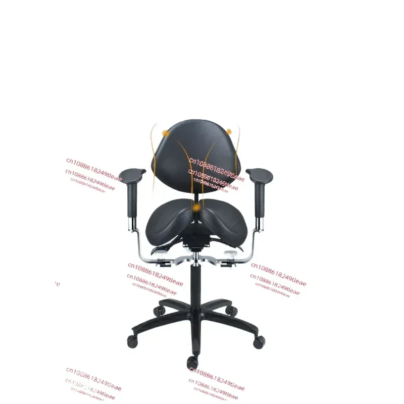 Dental Equipment Ergonomic saddle chair with adjustable double armrest leg rest mute wheel back for hospital and clinic