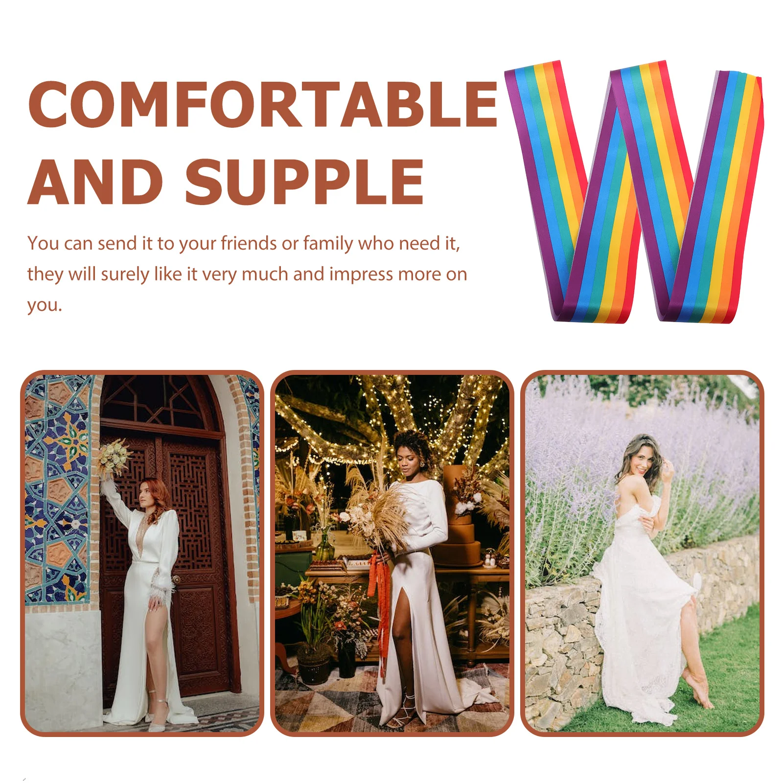 

2 Pcs Belt Party Sashes Accessories Event Helper for Women Rainbows Cloth Bridal Bride