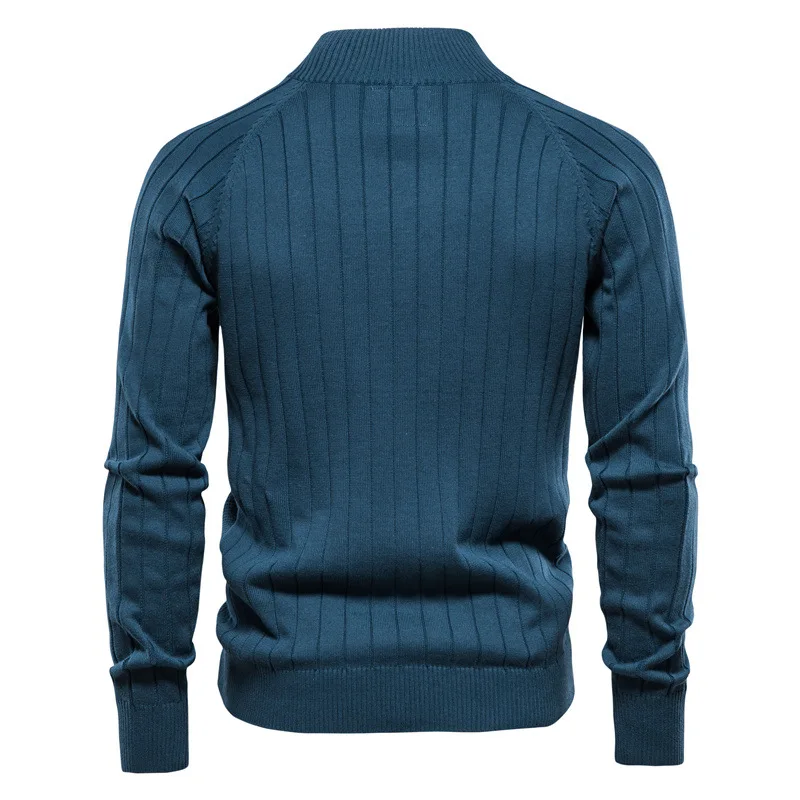 Men's Sweater Autumn Men's Cardigan Jacket New Fashion Solid Color Lapel Jacquard Sweater Turtleneck Casual Knitted Sweater Coat