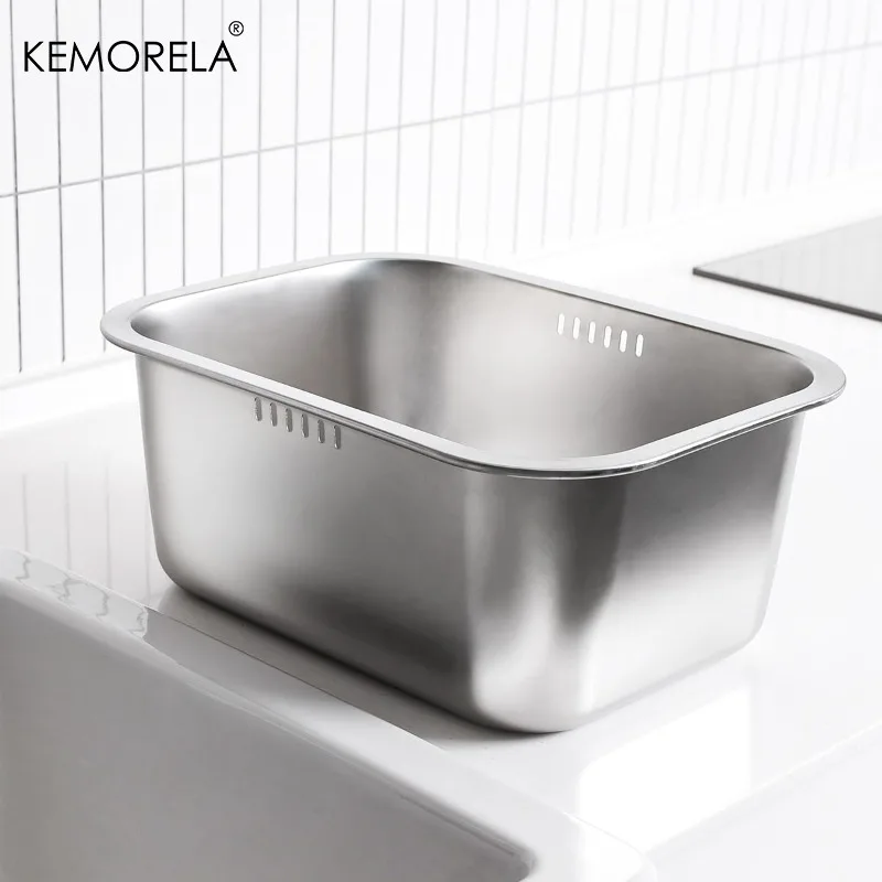 

Portable Washing-up Bowl 10L Large Stainless Steel Dishpan, Multipurpose Kitchen Sink Bowl Dish Tub Vegetable Washing Basin