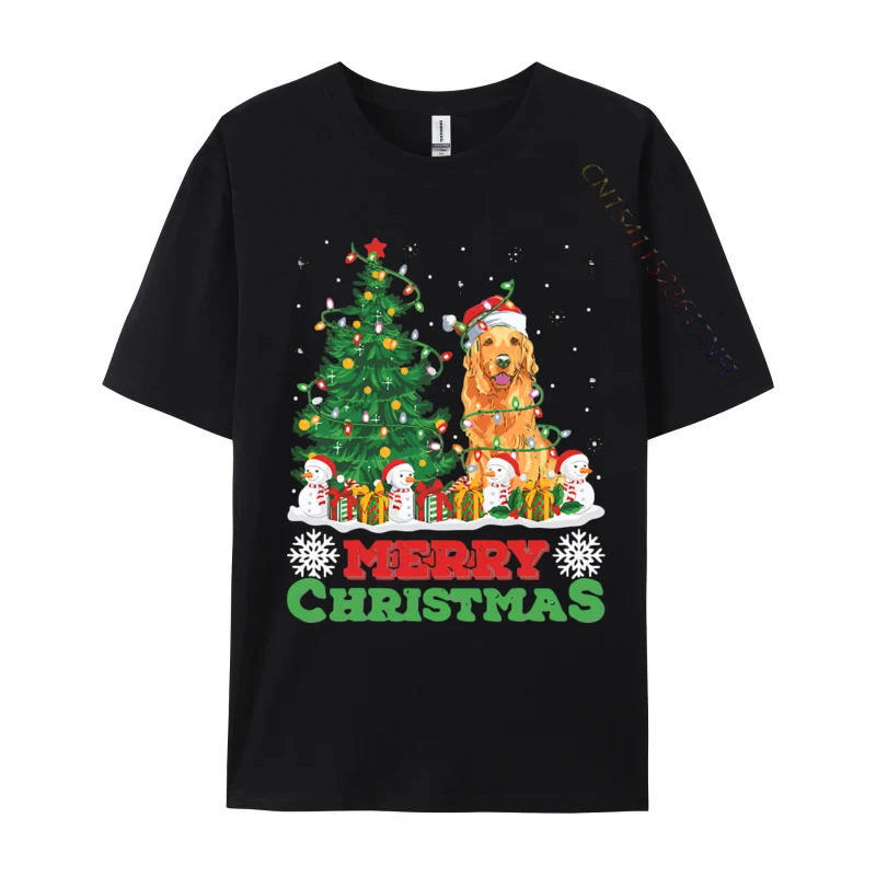 

Xmas Tree Lighting Santa Golden Retri T-shirt Cotton Tees 2024 Fashion Tops/Tees New T-Shirts Male Unique Problem Solved T Shirt