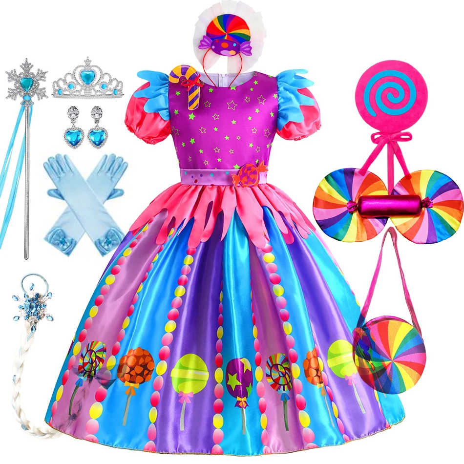 Baby Girls Rainbow Candy Costume tutu Dress Lollipop Princess Dress for Kids Birthday Party Clothes Purim Dress Christmas