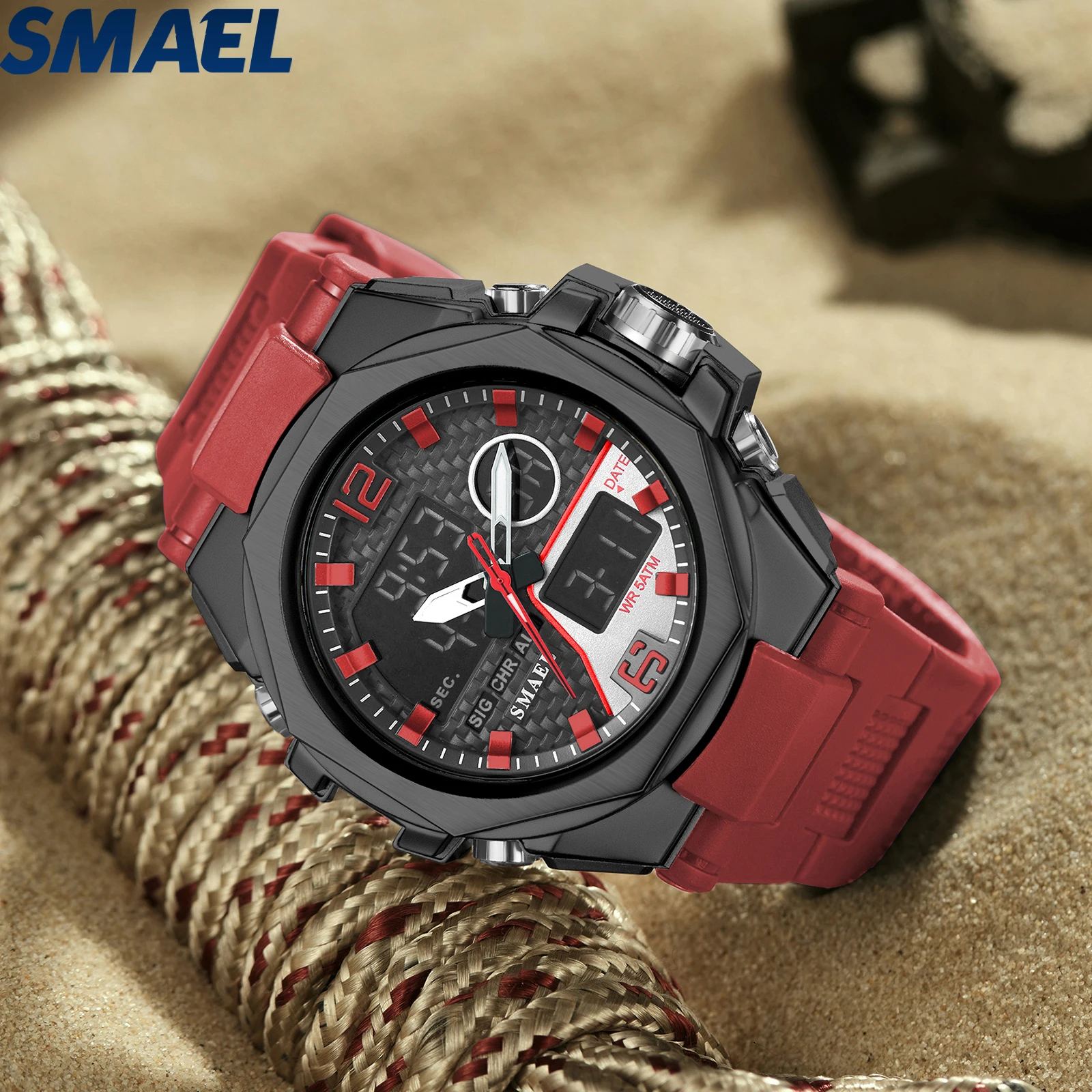 Sport Digital Watches LED for Men Stope Watches Dual Time  Display Men\'s Wristwatches  8103 Alarm Clock LED Sports Watch Digital