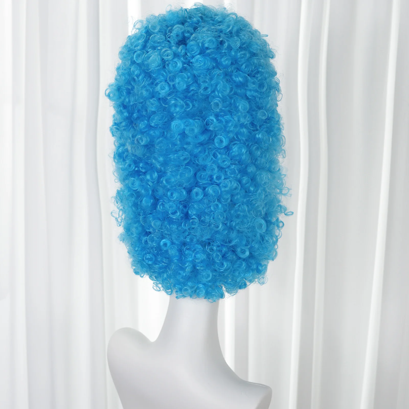 Blue Afro Wig Synthetic Small Curly Full Head Wig Oversize Fluffy Party Costume Wig For Halloween Carnival Disco Cosplay