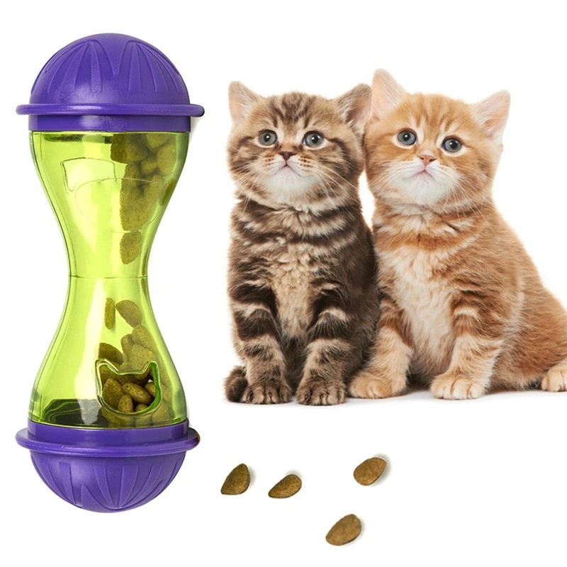 Cat Feeder Toy Built-in Bell Interactive Game for Cats Fill with Food & Treats Great for Portion Control and Fast Eaters