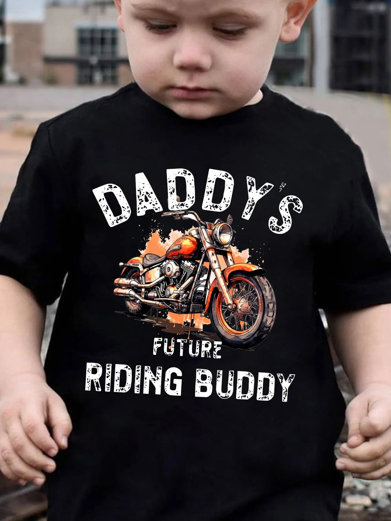 Daddys Future Riding Buddy Vintage Motorcycle Graphic Kids T Shirt Boys Girls Family Matching Summer Crew Neck Casual Tee