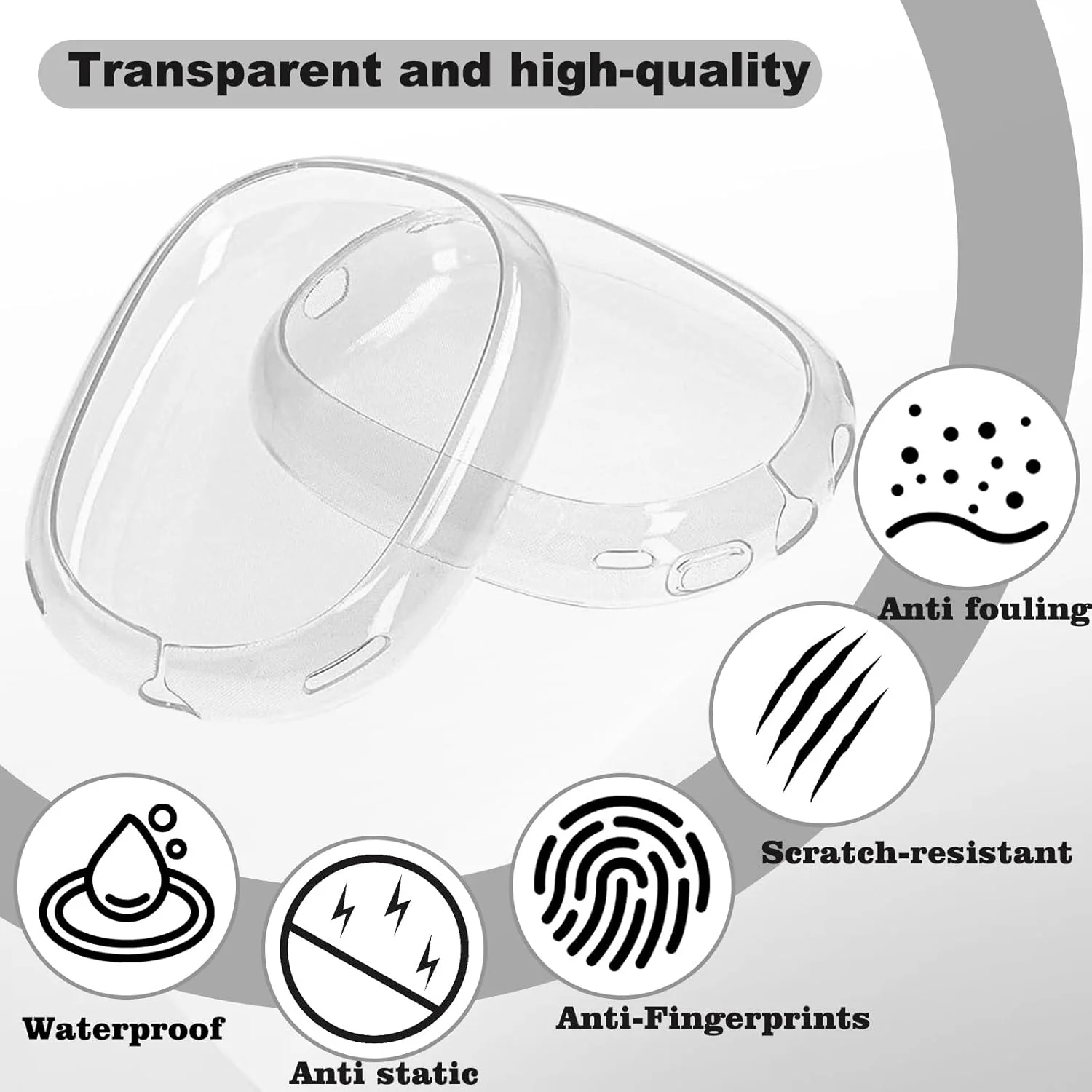 Headphones Soft TPU AirPods Max Earphone Case Transparent Cover Protective Case for Apple AirPods Max Clear Anti-Scratch ﻿